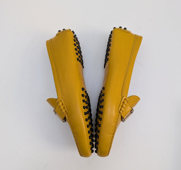 Tod's T Loafers in Mustard Yellow Leather New in Box Shoes