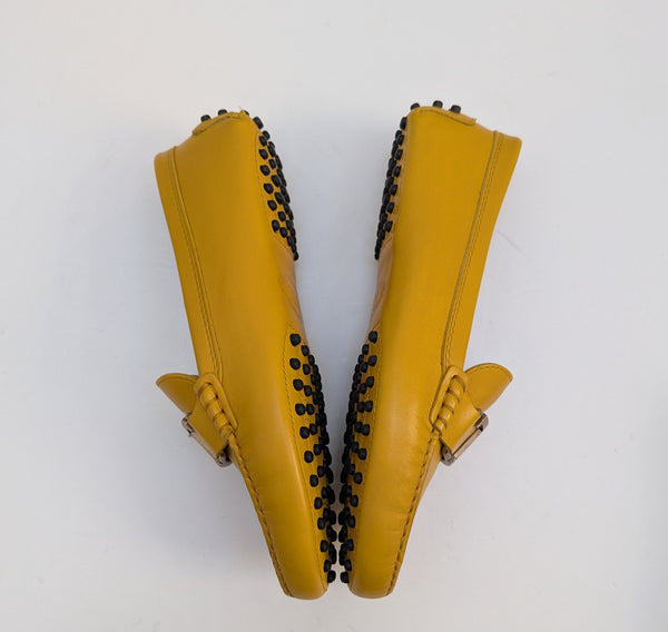 Tod's T Loafers in Mustard Yellow Leather New in Box Shoes