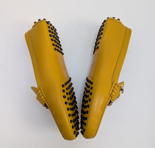 Tod's T Loafers in Mustard Yellow Leather New in Box Shoes