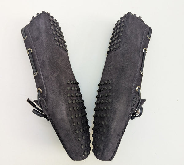 Tod's Driving Shoes Bow Loafers in Dark Navy Suede New in Box