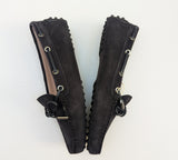 Tod's Driving Shoes Bow Loafers in Dark Navy Suede New in Box