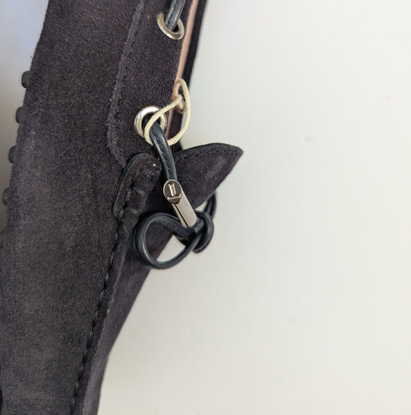 Tod's Driving Shoes Bow Loafers in Dark Navy Suede New in Box