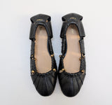 Chloé Luna Black Leather Flats with Gold Detail New in Box Shoes