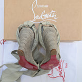 Christian Louboutin Melides du Désert 85 Cotton Canvas Espadrille Wedge Sandals New in Box