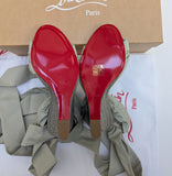 Christian Louboutin Melides du Désert 85 Cotton Canvas Espadrille Wedge Sandals New in Box