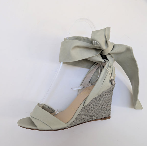 Christian Louboutin Melides du Désert 85 Cotton Canvas Espadrille Wedge Sandals New in Box