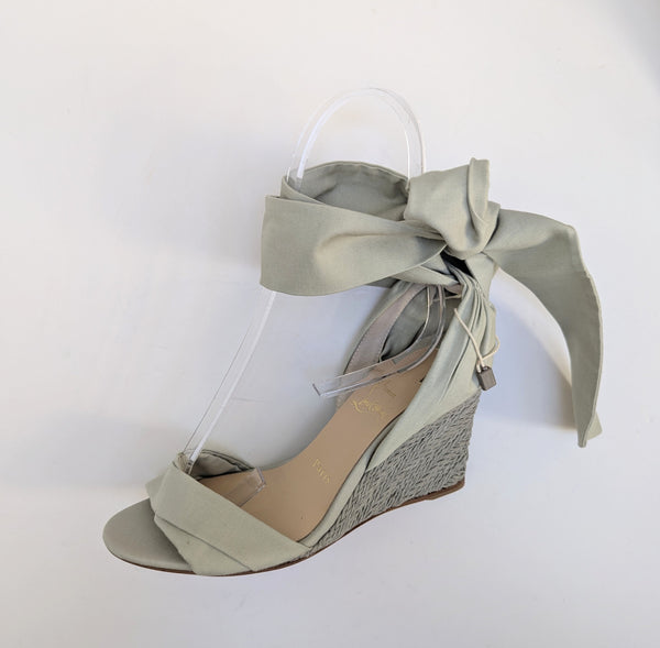 Christian Louboutin Melides du Désert 85 Cotton Canvas Espadrille Wedge Sandals New in Box