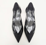 Prada Cutout Black Glazed Leather Pointy Flats New in Box Shoes