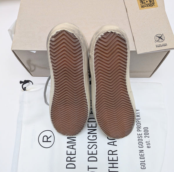Golden Goose Super Star White Leather Sneakers with Gold Star New in Box