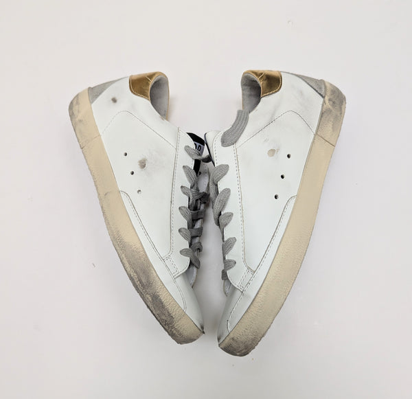 Golden Goose Super Star White Leather Sneakers with Gold Star New in Box