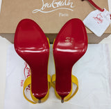 Christian Louboutin O Marylin 85 Sunflower Yellow Leather Slingback Heels Sandals Pollen New in Box