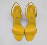 Christian Louboutin O Marylin 85 Sunflower Yellow Leather Slingback Heels Sandals Pollen New in Box