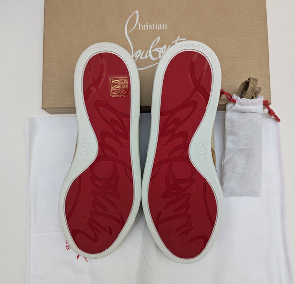 Christian Louboutin Tutti Rui Brown Leather, Canvas and Suede Sneakers New in Box Trainers