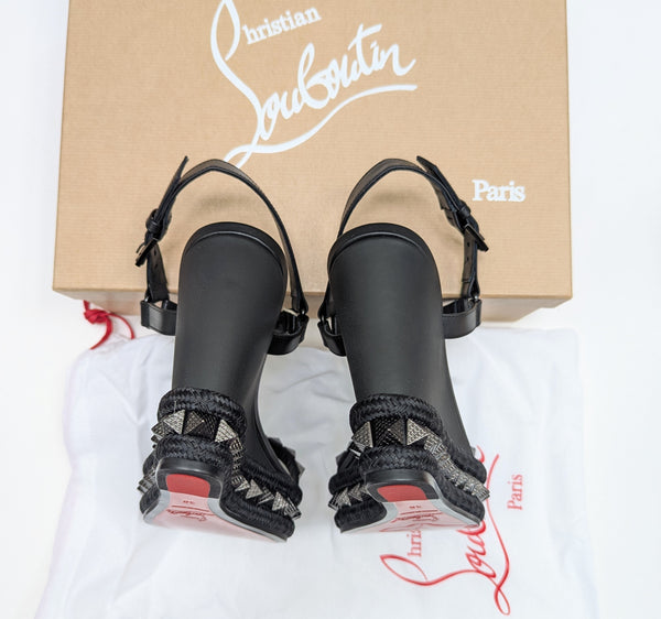 Christian Louboutin Pyraclou Platform Sandals in Black with Studs New in Box Heels