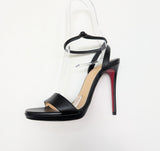 Christian Louboutin Loubiqueen 120 Black Leather Platform Sandals New in Box