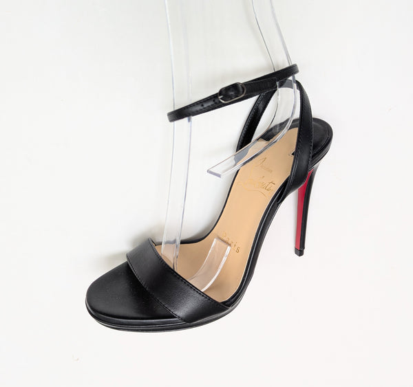 Christian Louboutin Loubiqueen 120 Black Leather Platform Sandals New in Box