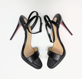 Christian Louboutin Loubiqueen 120 Black Leather Platform Sandals New in Box