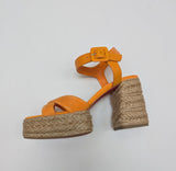 Christian Louboutin Calakala 70 Platform Espadrille Sandals New in Box Orange Suede Heels
