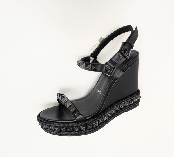 Christian Louboutin Pyraclou Platform Sandals in Black with Studs New in Box Heels