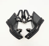 Christian Louboutin Pyraclou Platform Sandals in Black with Studs New in Box Heels