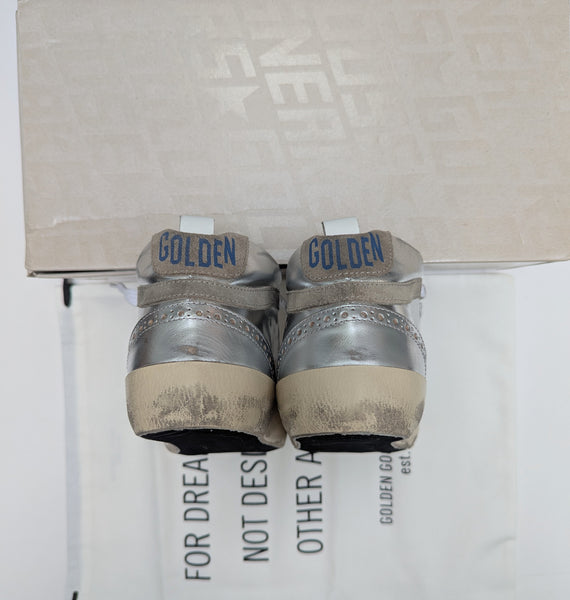 Golden Goose Mid Star Classic Distressed Suede Trimmed Metallic Leather Sneakers