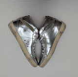 Golden Goose Mid Star Classic Distressed Suede Trimmed Metallic Leather Sneakers