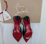 Christian Louboutin Miss Z Last Night Navy Blue Patent Slingback Heels 55 New in Box