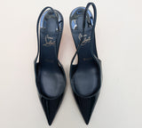 Christian Louboutin Miss Z Last Night Navy Blue Patent Slingback Heels 55 New in Box