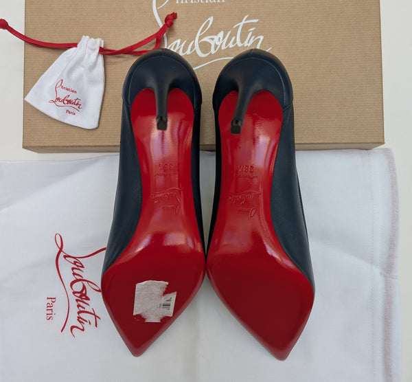 Christian Louboutin Sporty Kate 85 Last Night Navy Leather Heels New in Box Authentic