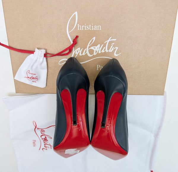 Christian Louboutin Sporty Kate 85 Last Night Navy Leather Heels New in Box Authentic