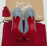 Christian Louboutin Kate 55 in Brest Dusty Blue Suede Heels New in Box