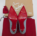 Christian Louboutin Kate 55 in Brest Dusty Blue Suede Heels New in Box