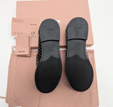 Miu Miu Penny Loafers in Black Glossed Leather with Silver Stud Detail New Shoes in Box Rivets