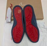 Christian Louboutin Louis Junior Sneakers Denim Dark Blue Suede with Studs New in Box