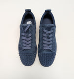 Christian Louboutin Louis Junior Sneakers Denim Dark Blue Suede with Studs New in Box