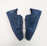 Christian Louboutin Louis Junior Sneakers Denim Dark Blue Suede with Studs New in Box