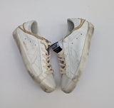 Golden Goose Superstar Chain Embellished White Leather Sneakers New in Box Discount Super Star