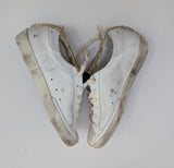 Golden Goose Superstar Chain Embellished White Leather Sneakers New in Box Discount Super Star