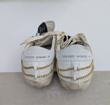Golden Goose Superstar Chain Embellished White Leather Sneakers New in Box Discount Super Star