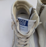 Golden Goose Slide Classic Embellished Distressed GlitteredLleather and Suede High Top Sneakers New in Box Discount