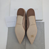 Manolo Blahnik Campariflat Dark Nude Patent Leather Mary Jane Flats New in Box