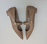 Manolo Blahnik Campariflat Dark Nude Patent Leather Mary Jane Flats New in Box