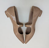 Manolo Blahnik Campariflat Dark Nude Patent Leather Mary Jane Flats New in Box