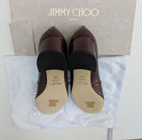 Jimmy Choo Elisa 45 Garnet Leather Mary Janes with Block Heels New in Box