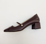 Jimmy Choo Elisa 45 Garnet Leather Mary Janes with Block Heels New in Box