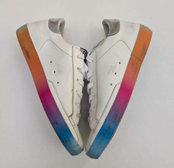 Golden Goose Super Star Rainbow Soles White Leather Sneakers Superstar New Discounted