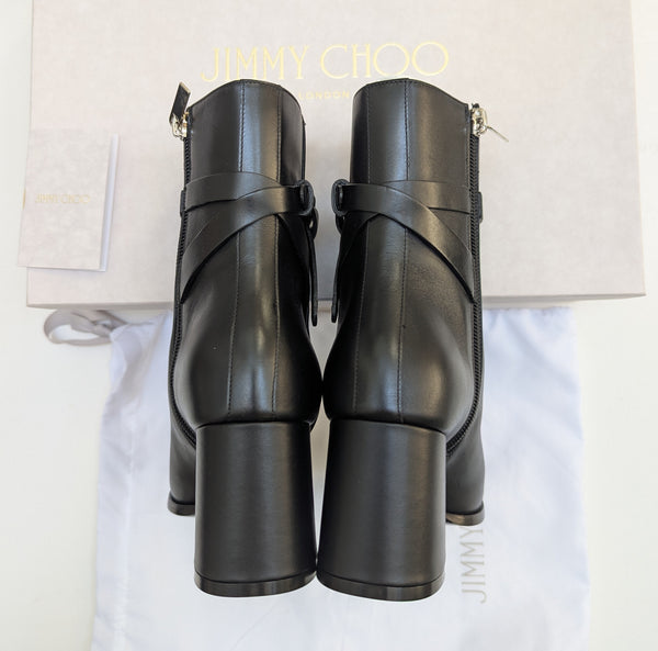 Jimmy Choo Lawton 65 Black Leather Ankle Boots New in Box