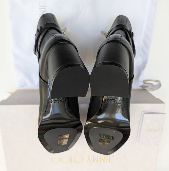Jimmy Choo Lawton 65 Black Leather Ankle Boots New in Box