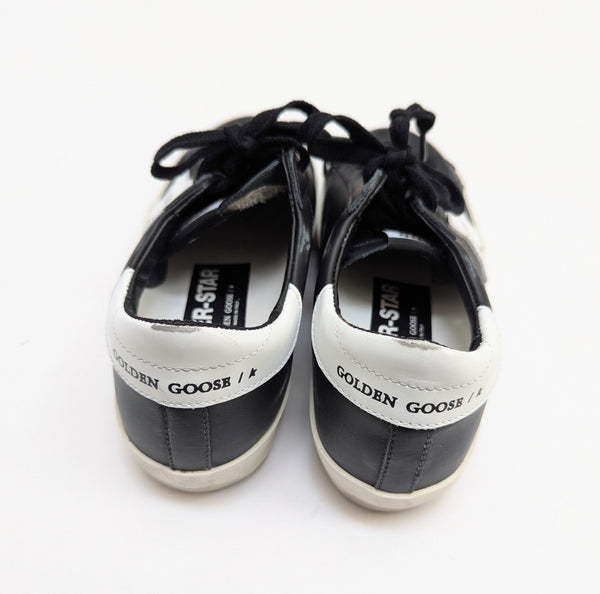 Golden Goose Super-Star Classic Sneakers in Black Leather with White Star New in Box