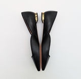 Aquazzura Maia Black Leather Cut Sides Flats with Grosgrain Trim New in Box